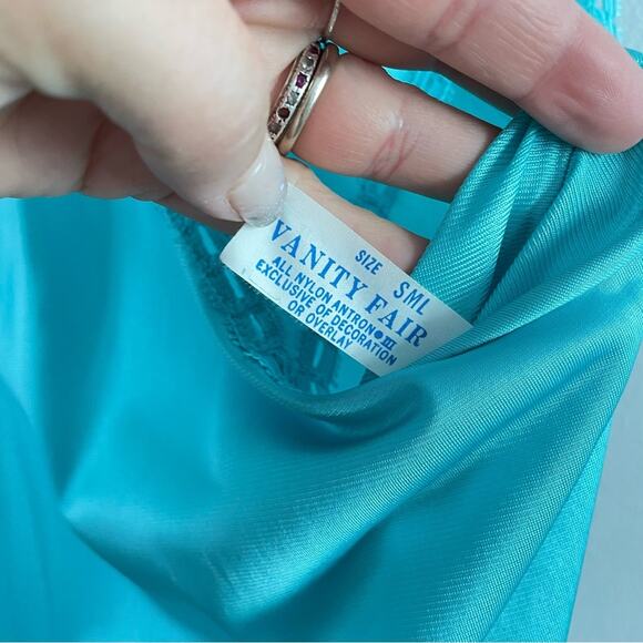 Vanity Fair | Vintage Turquoise Blue Night Gown Intimates Set Robe Nighty Dress - Picture 9 of 12